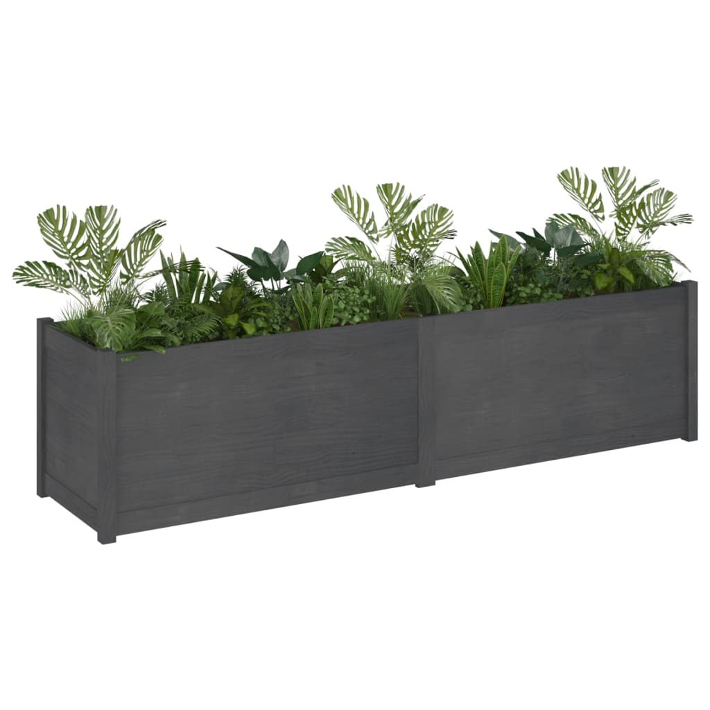Plantenbak 200X50X50 Cm Massief Grenenhout Grijs