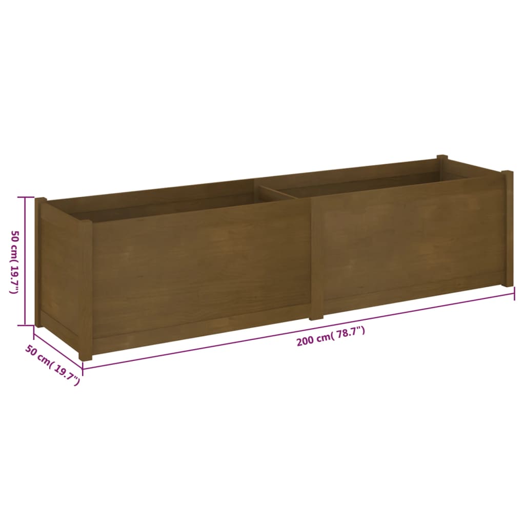 Plantenbak 200X50X50 Cm Massief Grenenhout Honingbruin