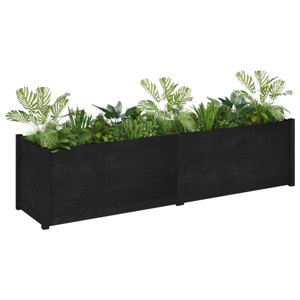 Plantenbak 200X50X50 Cm Massief Grenenhout Zwart