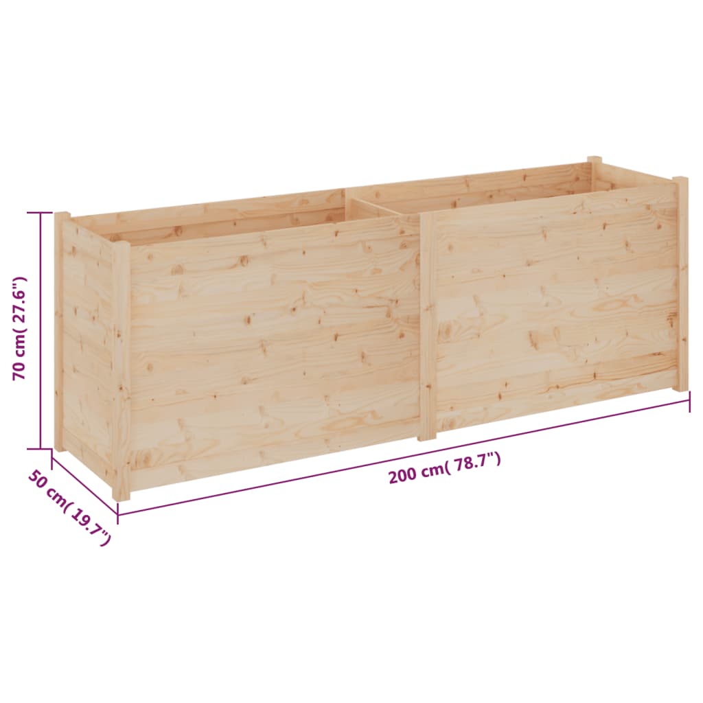 Plantenbak 200X50X70 Cm Massief Grenenhout