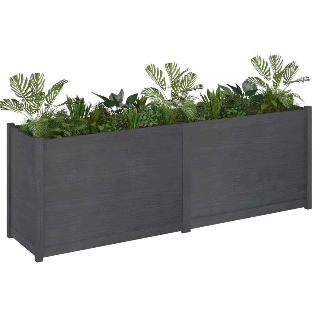 Plantenbak 200X50X70 Cm Massief Grenenhout Grijs