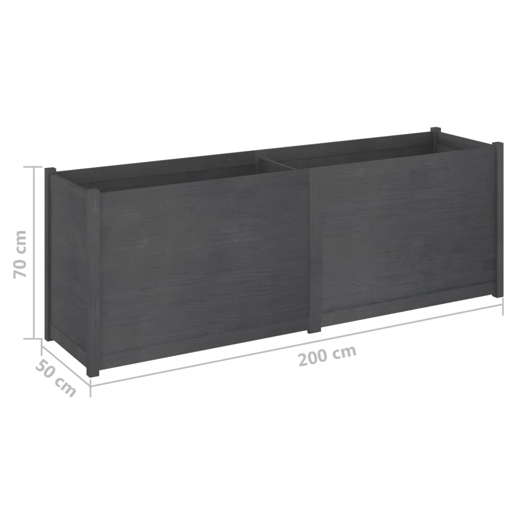 Plantenbak 200X50X70 Cm Massief Grenenhout Grijs