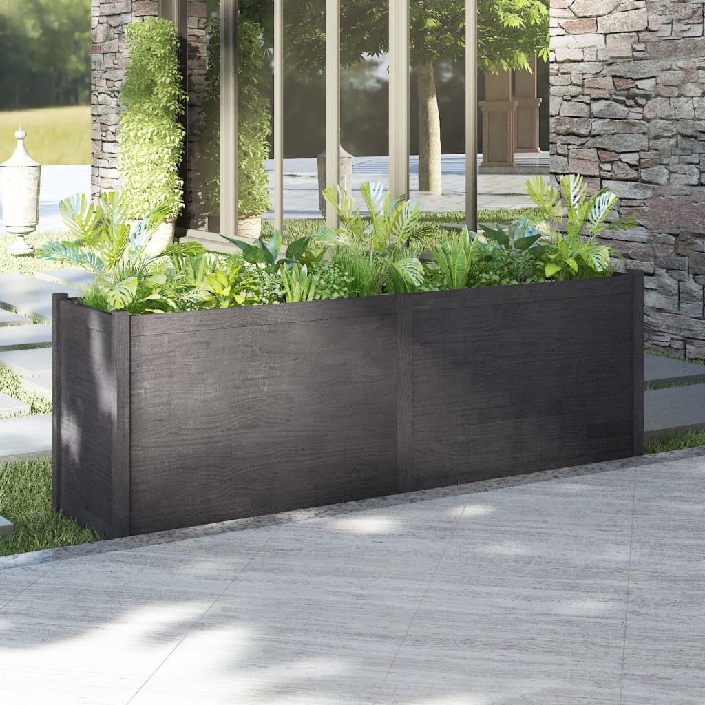 Plantenbak 200X50X70 Cm Massief Grenenhout Grijs