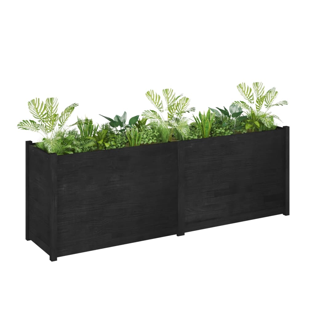 Plantenbak 200X50X70 Cm Massief Grenenhout Zwart