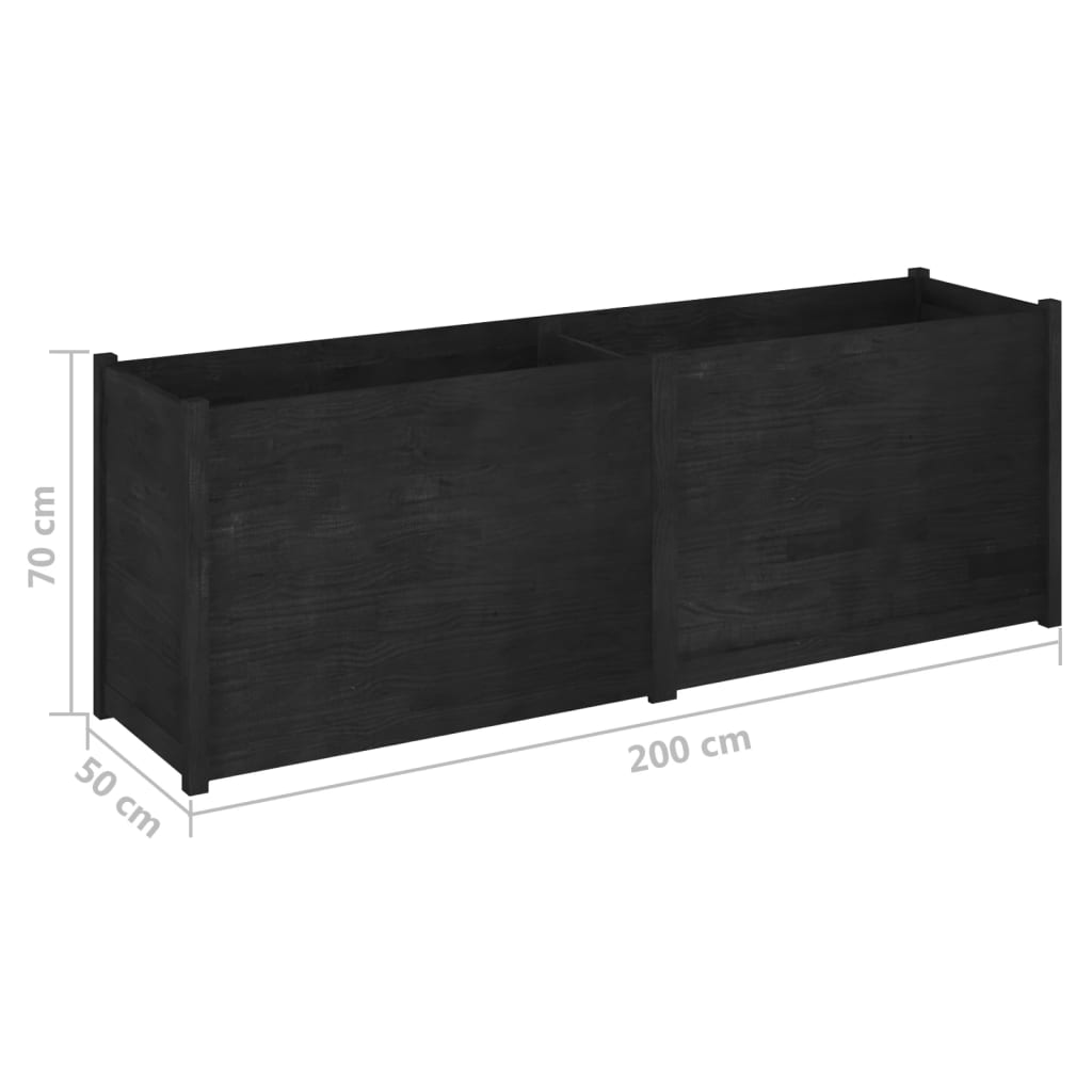 Plantenbak 200X50X70 Cm Massief Grenenhout Zwart