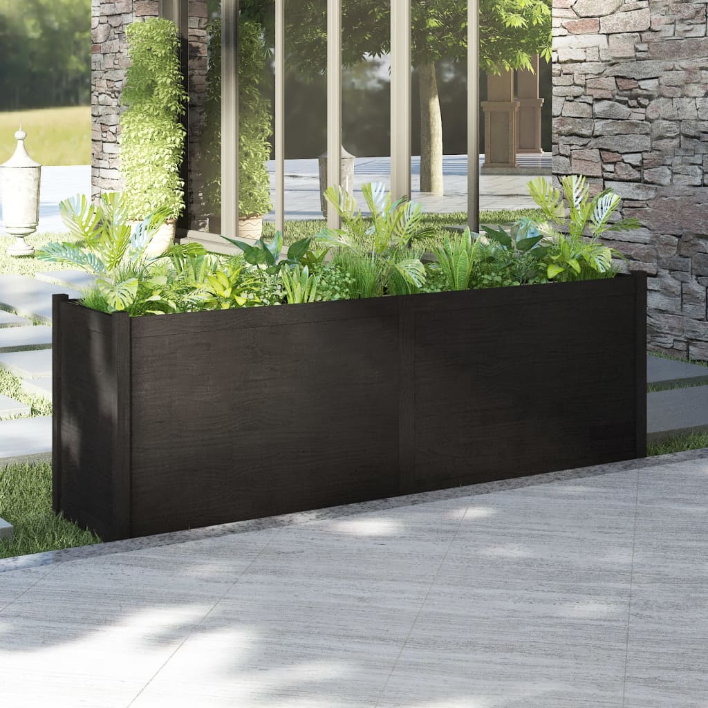 Plantenbak 200X50X70 Cm Massief Grenenhout Zwart