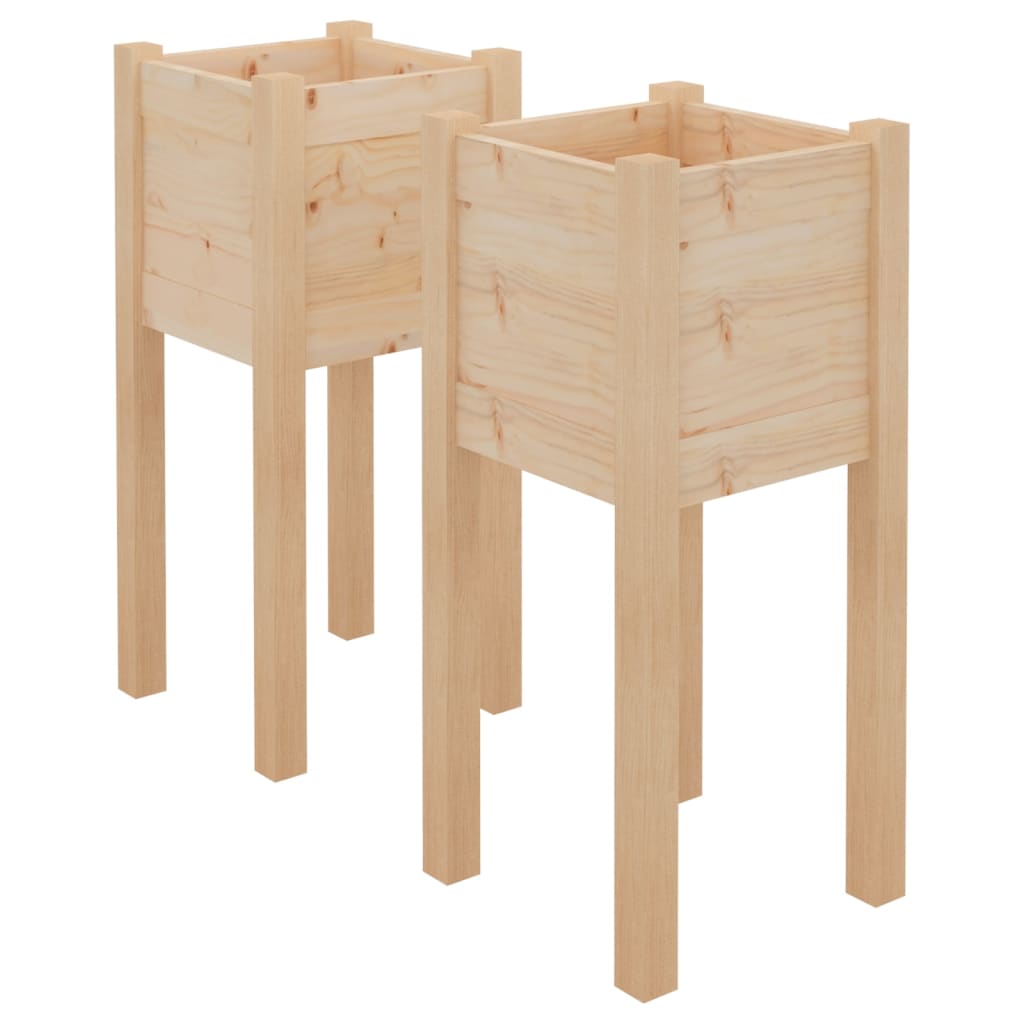 Plantenbakken 2 St 31X31X70 Cm Massief Grenenhout