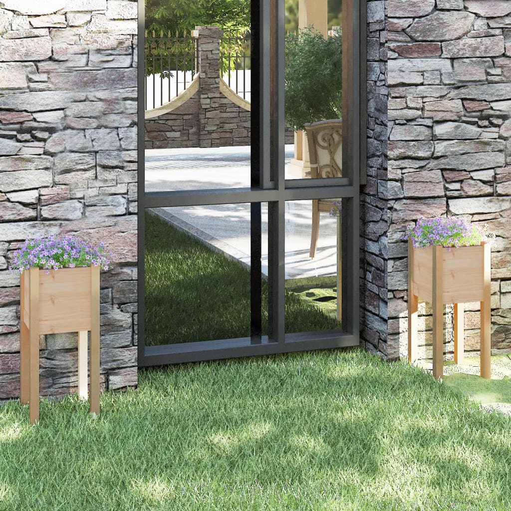 Plantenbakken 2 St 31X31X70 Cm Massief Grenenhout