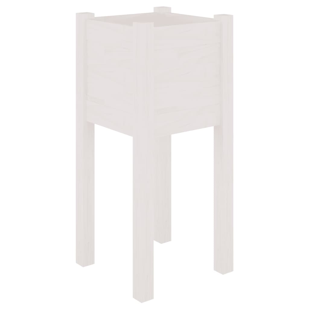 Plantenbak 31X31X70 Cm Massief Grenenhout Wit