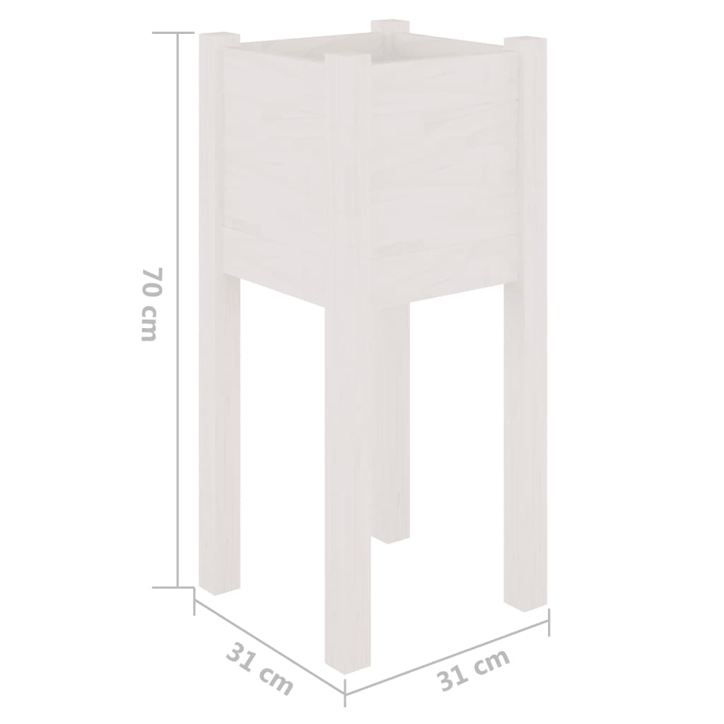 Plantenbak 31X31X70 Cm Massief Grenenhout Wit