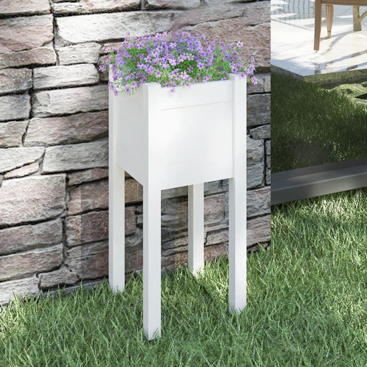 Plantenbak 31X31X70 Cm Massief Grenenhout Wit