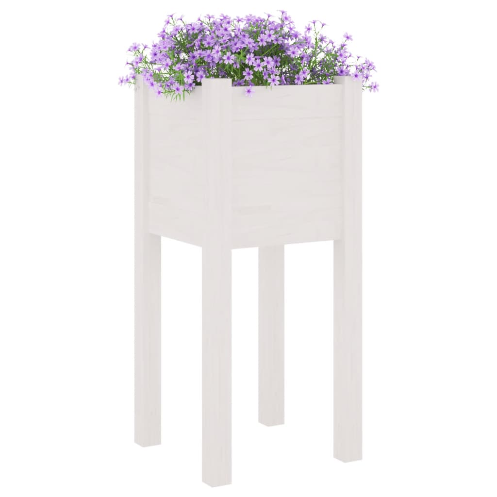 Plantenbakken 2 St 31X31X70 Cm Massief Grenenhout Wit