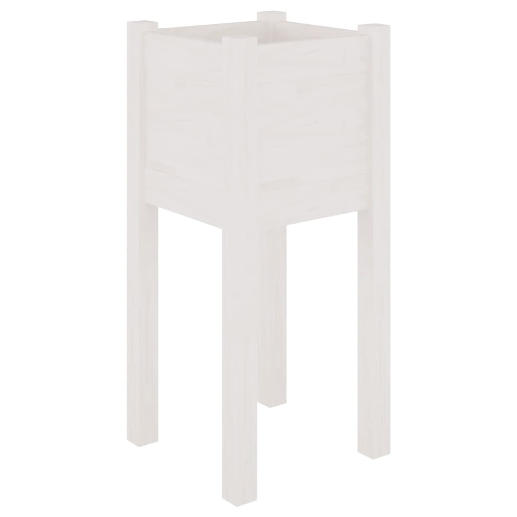 Plantenbakken 2 St 31X31X70 Cm Massief Grenenhout Wit