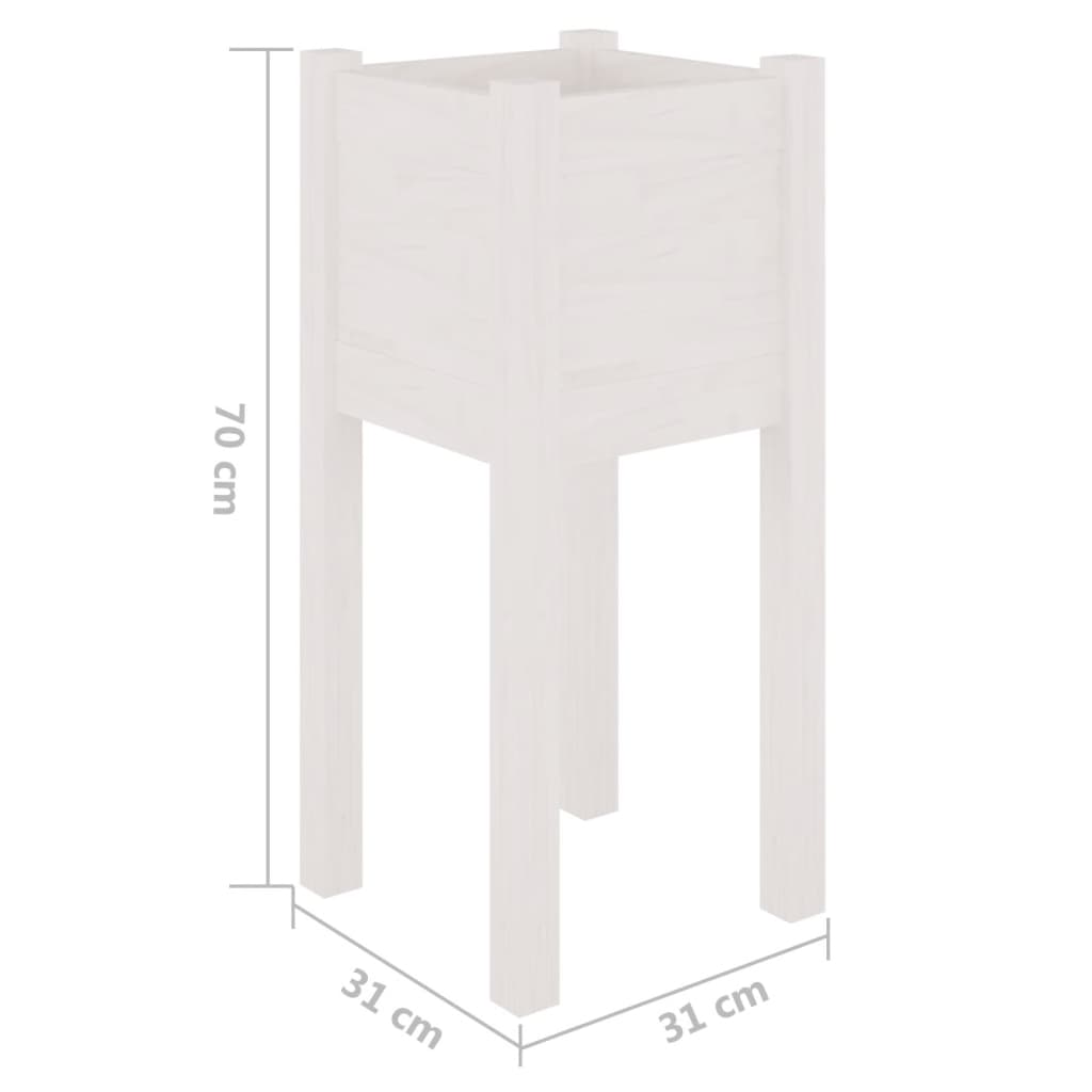 Plantenbakken 2 St 31X31X70 Cm Massief Grenenhout Wit