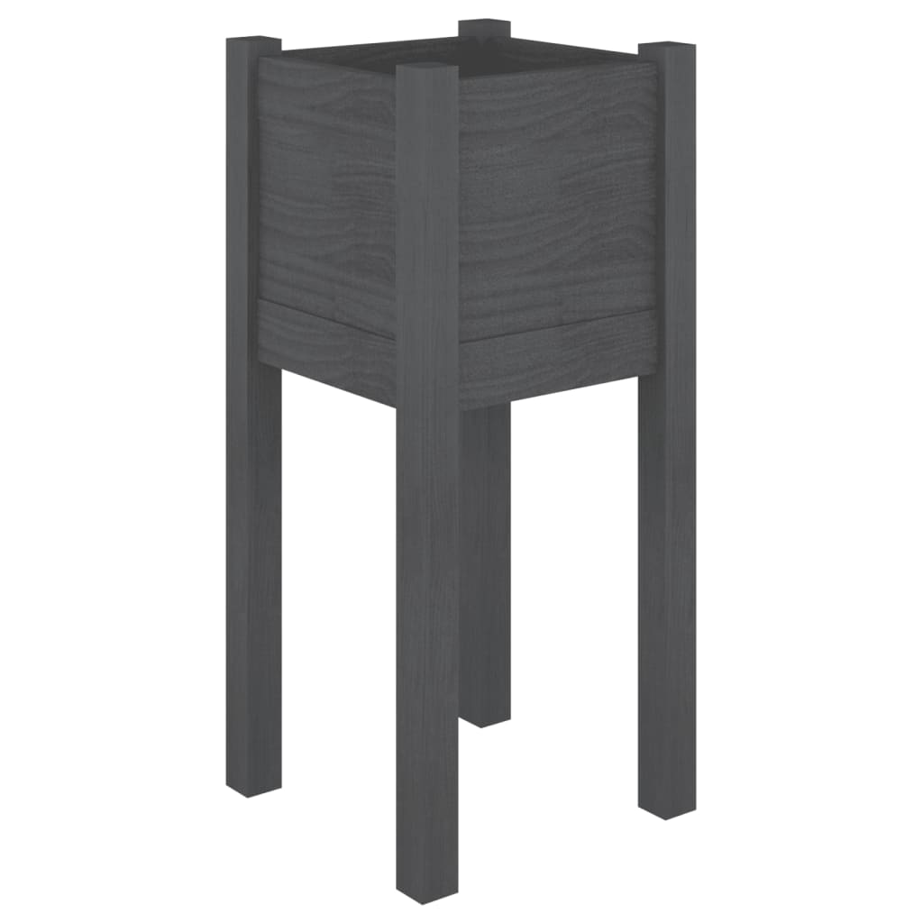 Plantenbak 31X31X70 Cm Massief Grenenhout Grijs