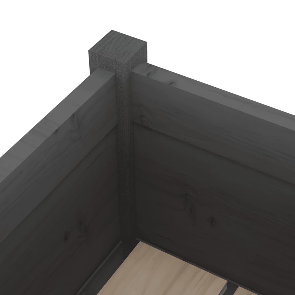 Plantenbak 31X31X70 Cm Massief Grenenhout Grijs
