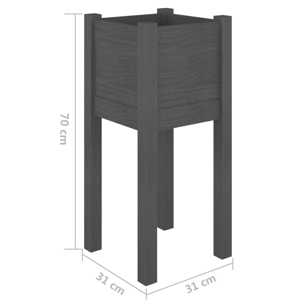 Plantenbak 31X31X70 Cm Massief Grenenhout Grijs