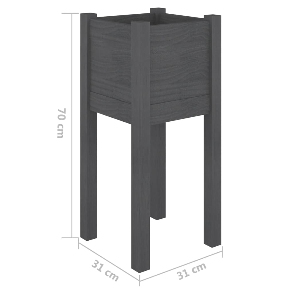 Plantenbakken 2 St 31X31X70 Cm Massief Grenenhout Grijs
