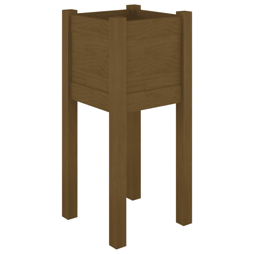 Plantenbak 31X31X70 Cm Massief Grenenhout Honingbruin