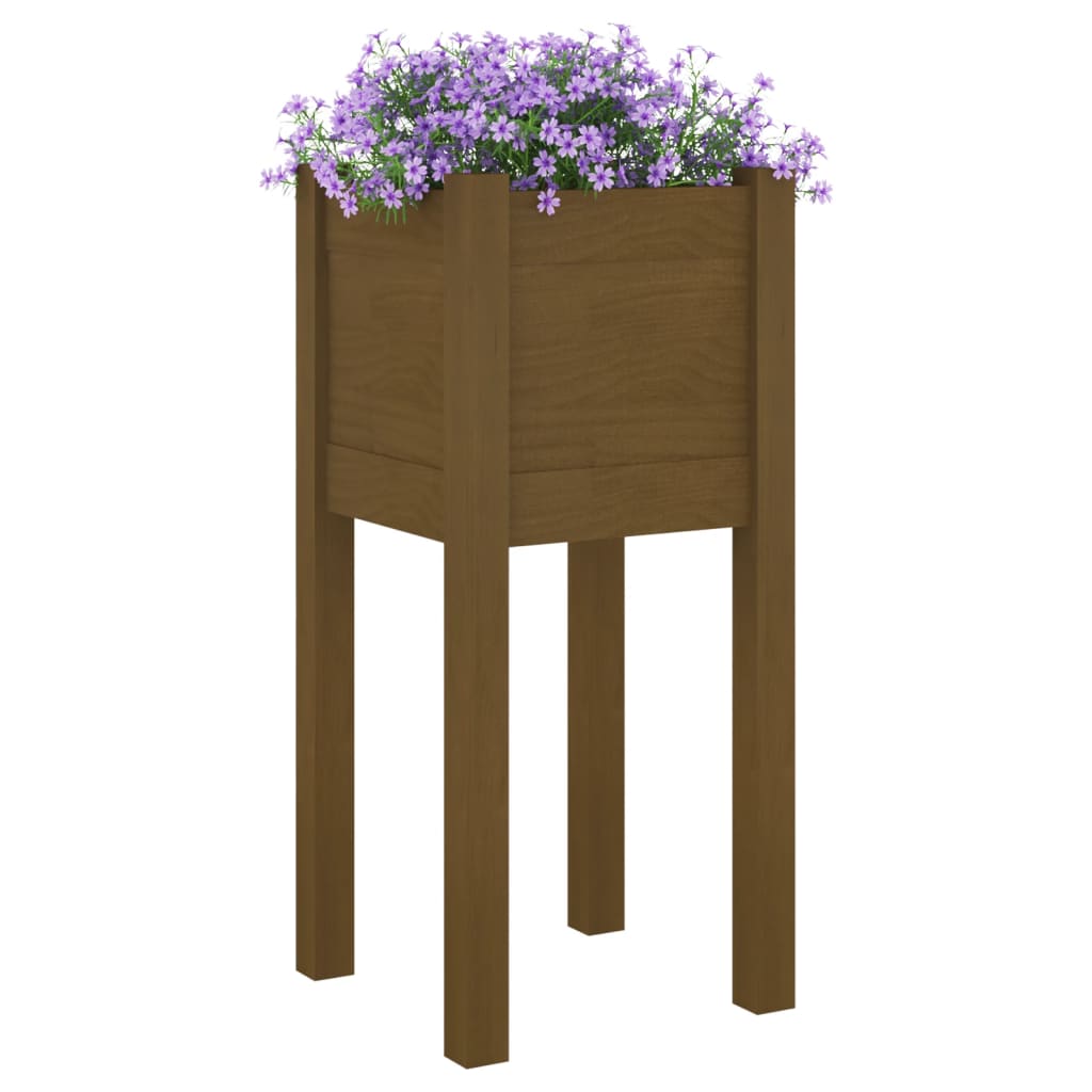 Plantenbakken 2 St 31X31X70 Cm Massief Grenenhout Honingbruin