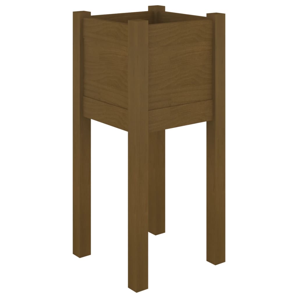 Plantenbakken 2 St 31X31X70 Cm Massief Grenenhout Honingbruin