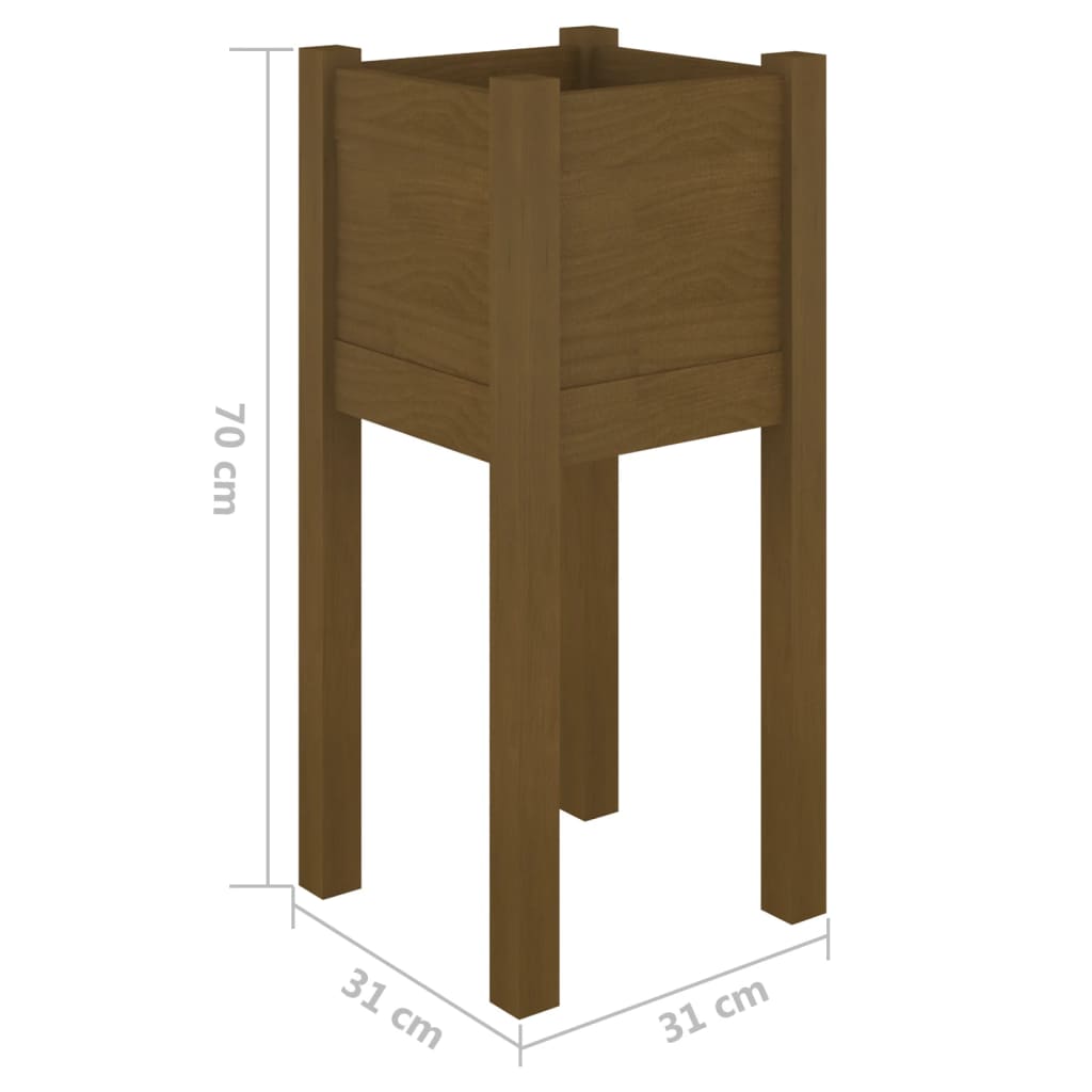 Plantenbakken 2 St 31X31X70 Cm Massief Grenenhout Honingbruin