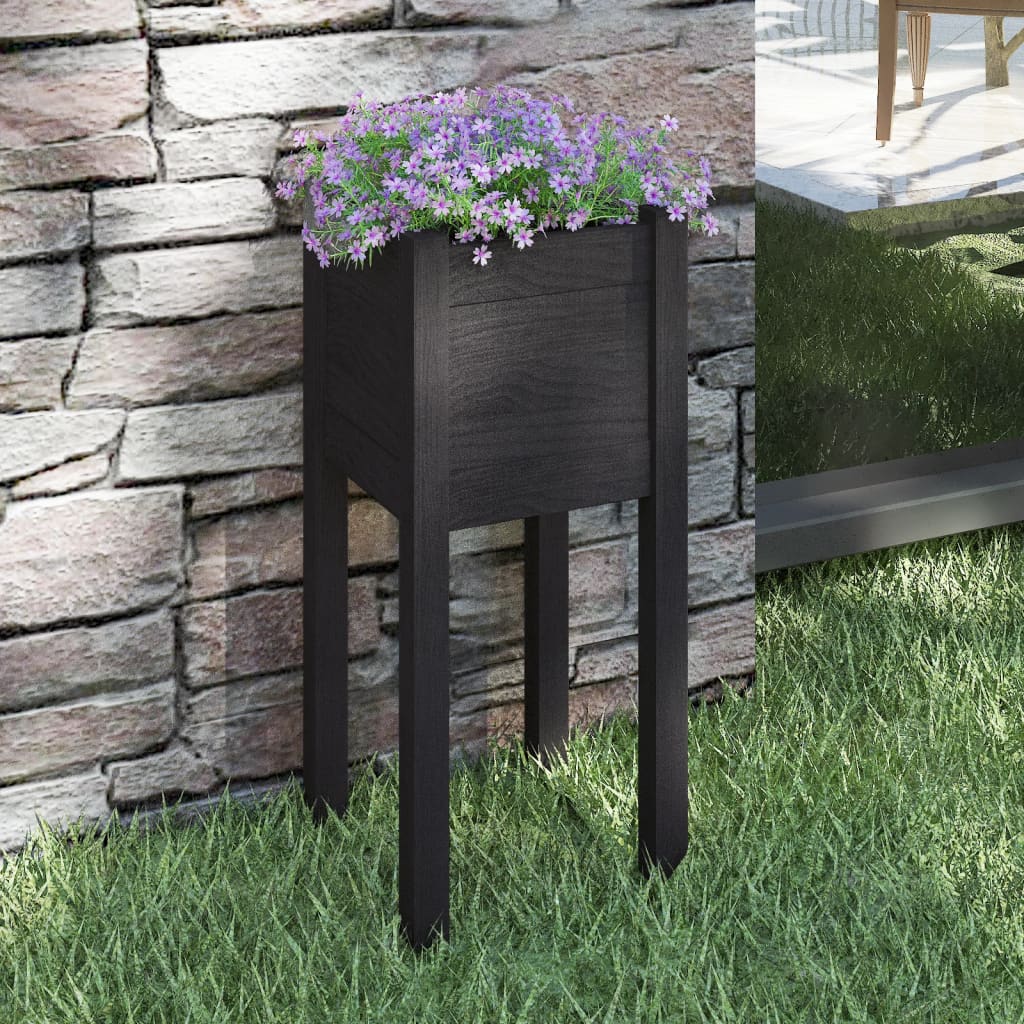 Plantenbak 31X31X70 Cm Massief Grenenhout Zwart