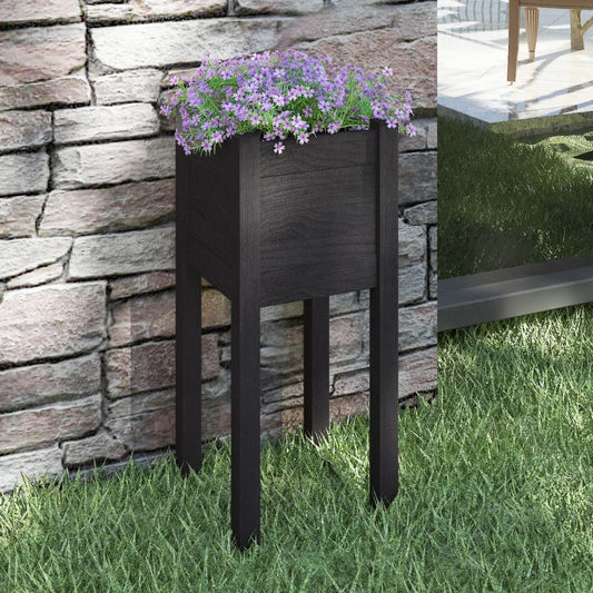 Plantenbak 31X31X70 Cm Massief Grenenhout Zwart