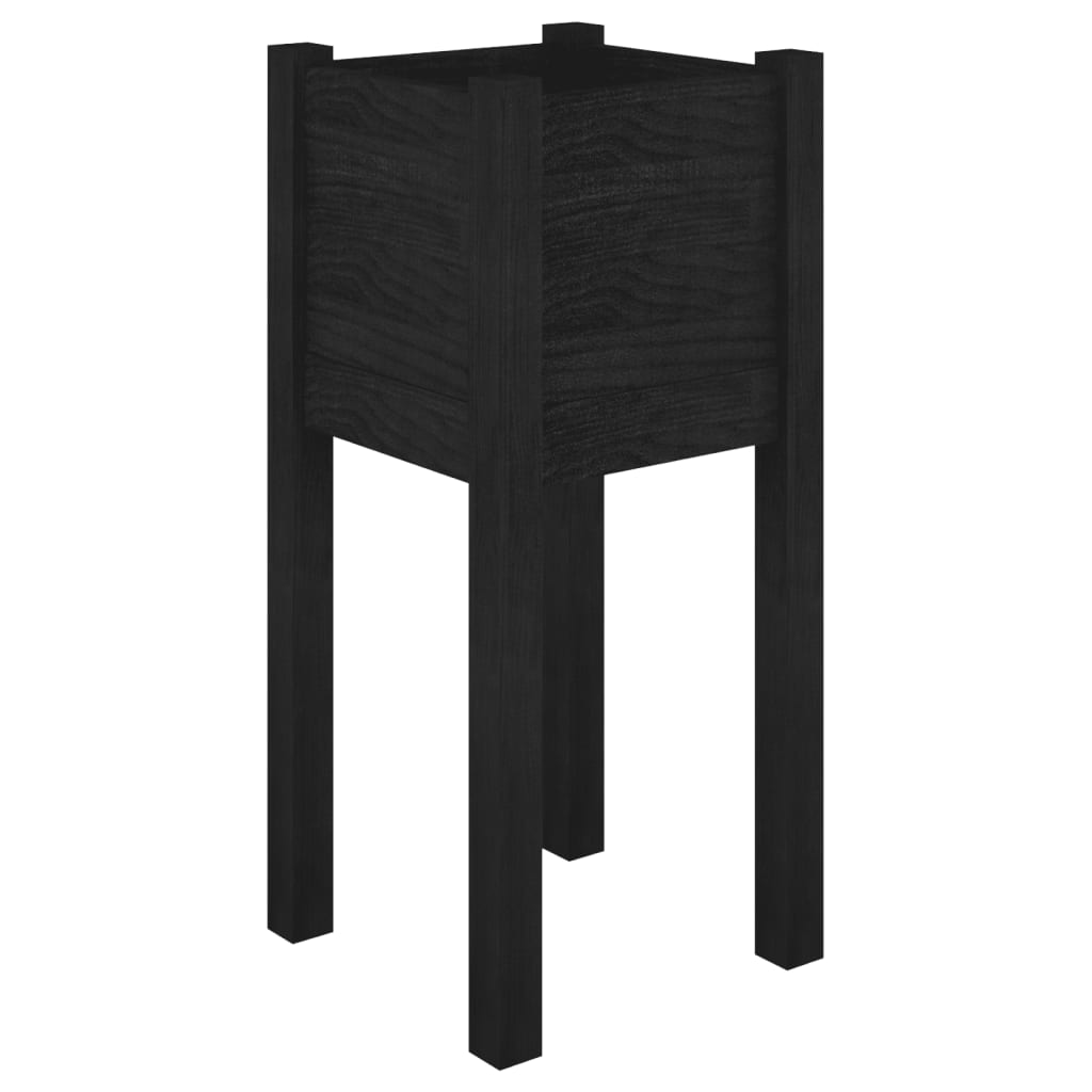 Plantenbakken 2 St 31X31X70 Cm Massief Grenenhout Zwart