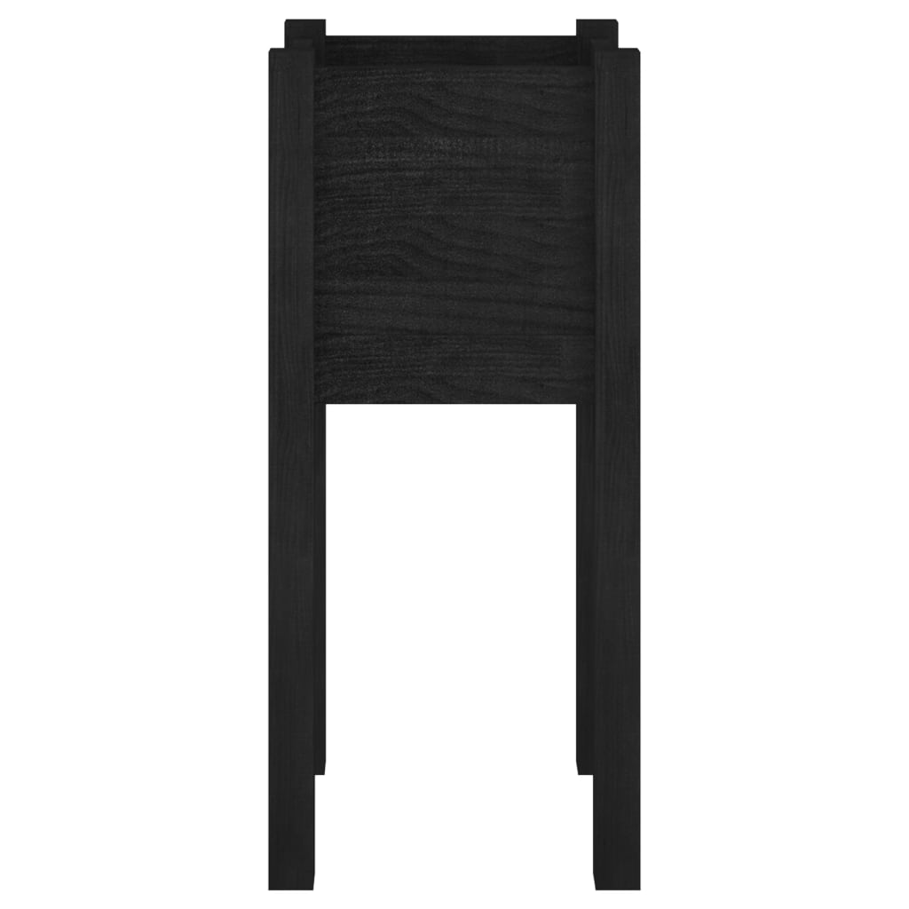 Plantenbakken 2 St 31X31X70 Cm Massief Grenenhout Zwart
