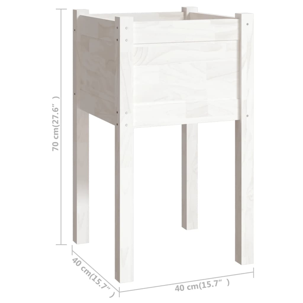 Plantenbak 40X40X70 Cm Massief Grenenhout Wit