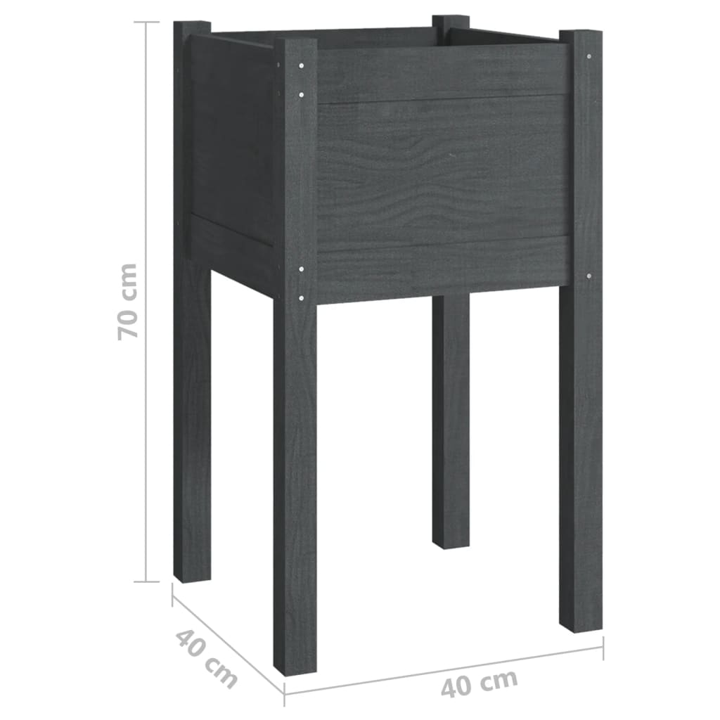 Plantenbak 40X40X70 Cm Massief Grenenhout Grijs