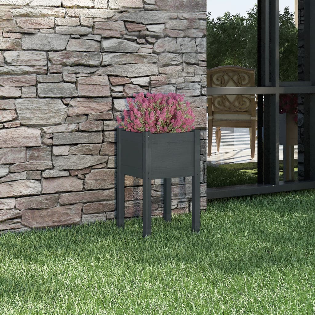 Plantenbak 40X40X70 Cm Massief Grenenhout Grijs