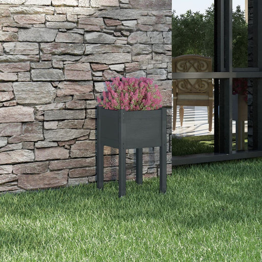Plantenbak 40X40X70 Cm Massief Grenenhout Grijs