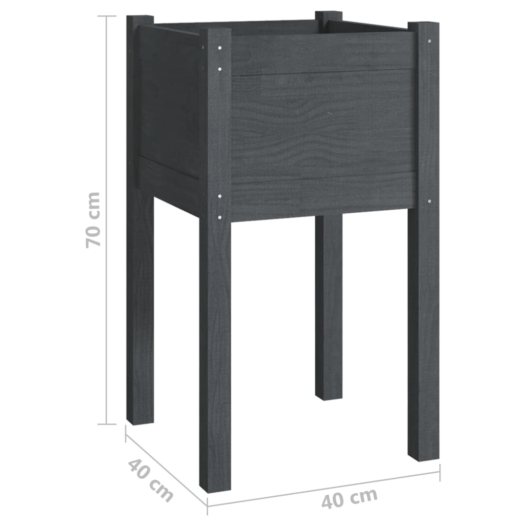 Plantenbakken 2 St 40X40X70 Cm Massief Grenenhout Grijs