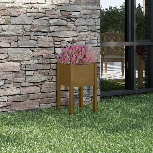 Plantenbak 40X40X70 Cm Massief Grenenhout Honingbruin