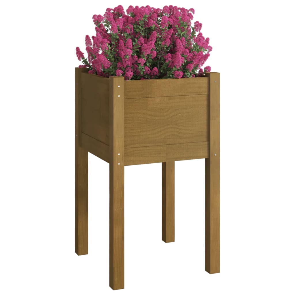 Plantenbakken 2 St 40X40X70 Cm Massief Grenenhout Honingbruin
