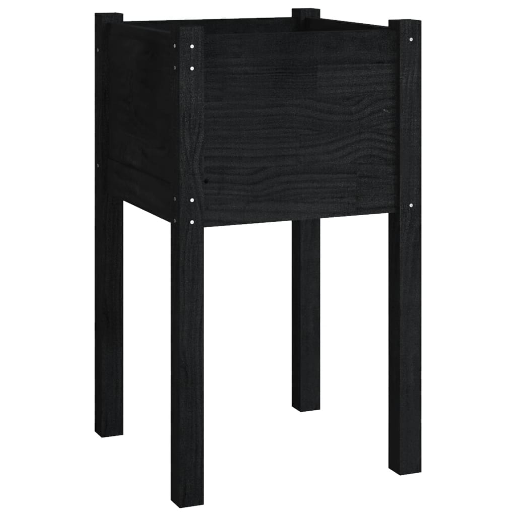 Plantenbak 40X40X70 Cm Massief Grenenhout Zwart