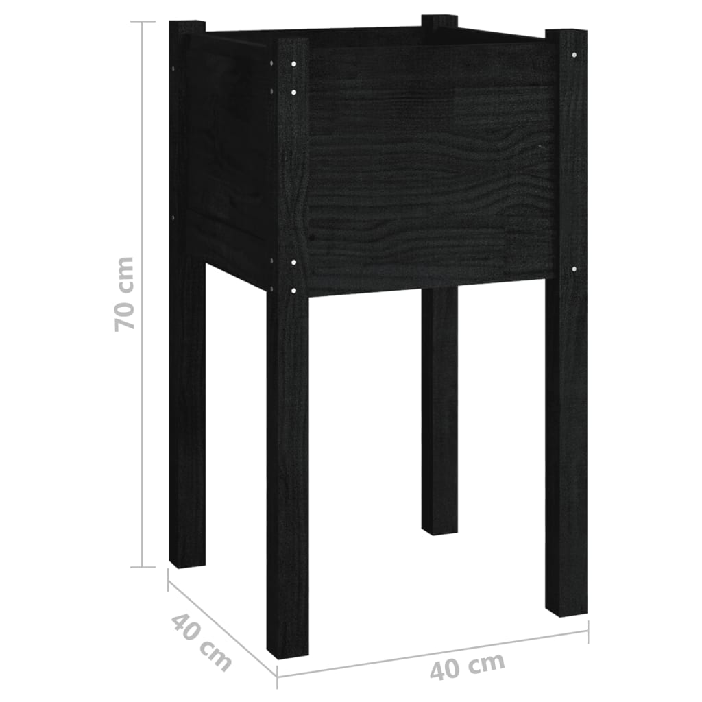 Plantenbak 40X40X70 Cm Massief Grenenhout Zwart