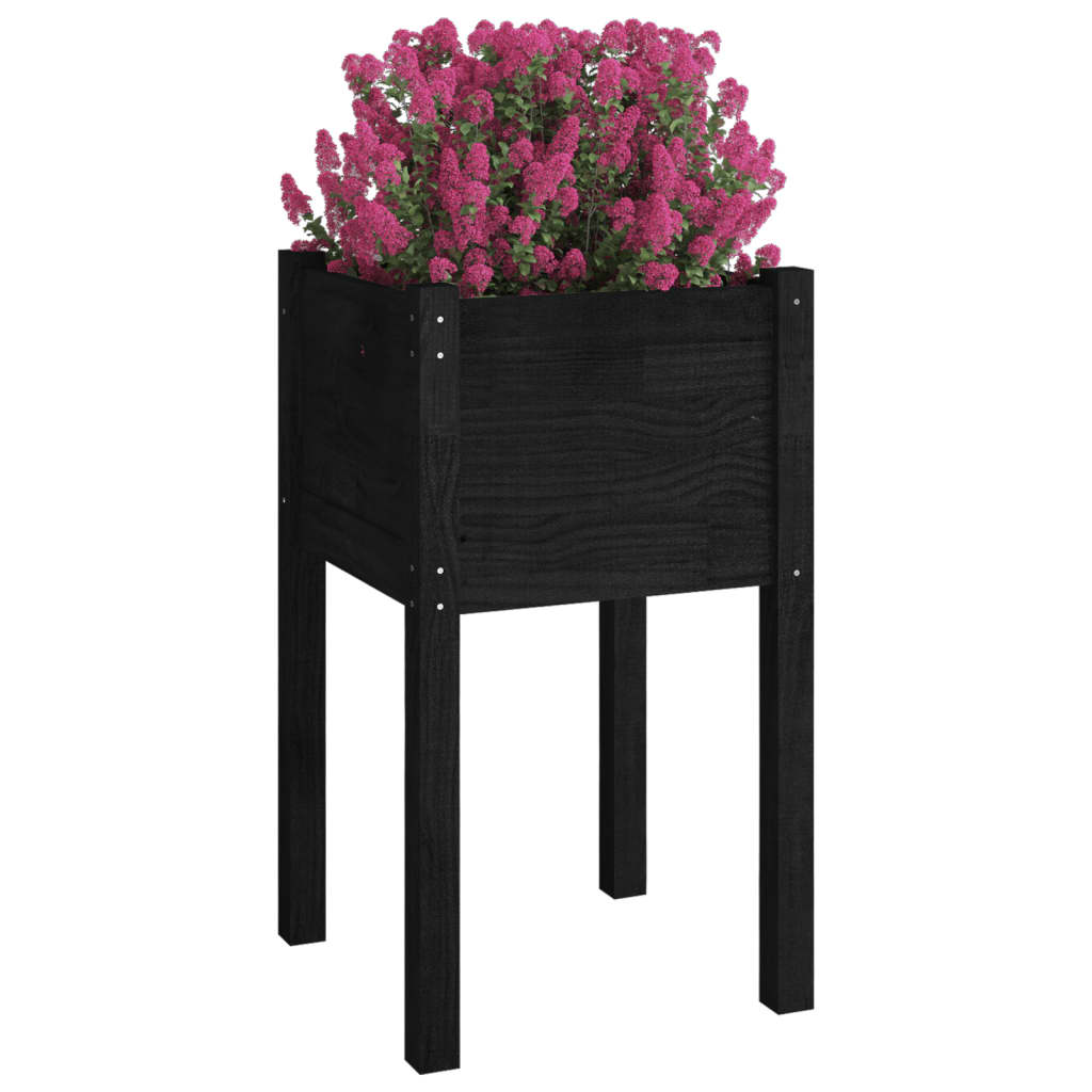 Plantenbakken 2 St 40X40X70 Cm Massief Grenenhout Zwart