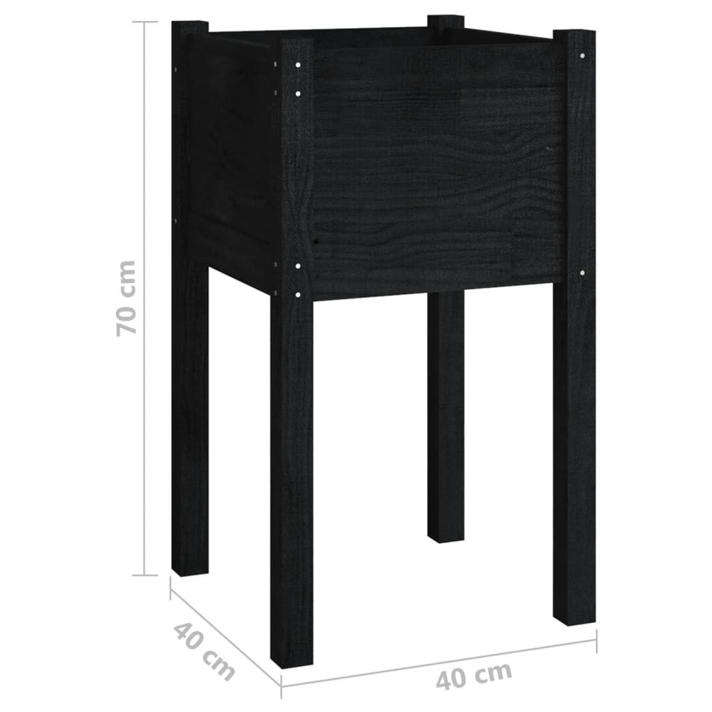 Plantenbakken 2 St 40X40X70 Cm Massief Grenenhout Zwart