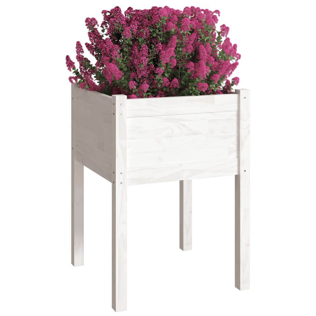 Plantenbakken 2 St 50X50X70 Cm Massief Grenenhout Wit