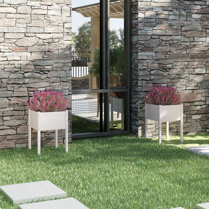 Plantenbakken 2 St 50X50X70 Cm Massief Grenenhout Wit