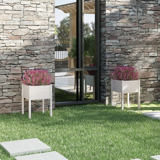 Plantenbakken 2 St 50X50X70 Cm Massief Grenenhout Wit
