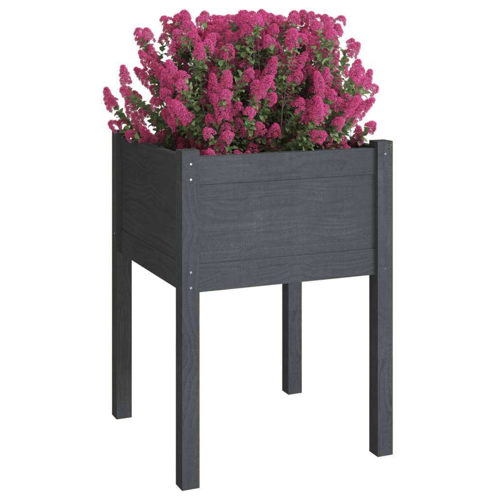 Plantenbak 50X50X70 Cm Massief Grenenhout Grijs