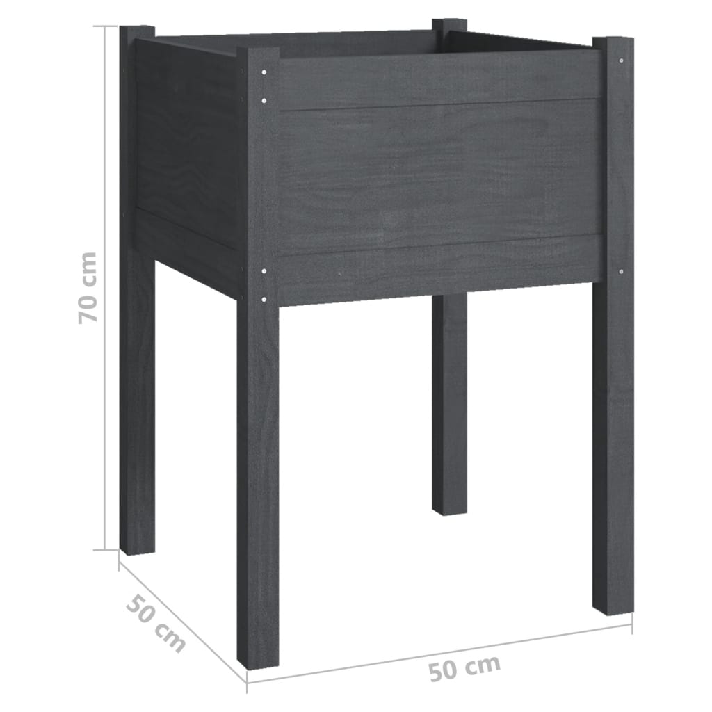 Plantenbak 50X50X70 Cm Massief Grenenhout Grijs