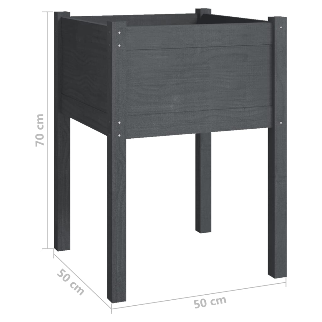 Plantenbakken 2 St 50X50X70 Cm Massief Grenenhout Grijs