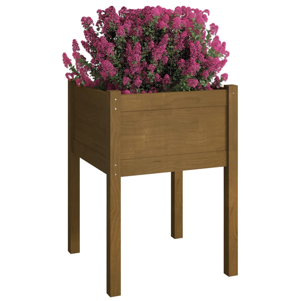 Plantenbak 50X50X70 Cm Massief Grenenhout Honingbruin
