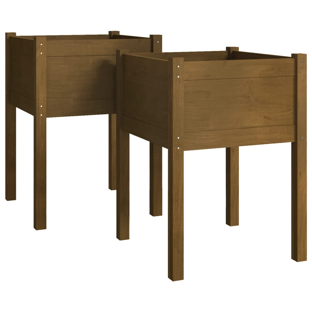 Plantenbaken 2 St 50X50X70 Cm Massief Grenenhout Honingbruin