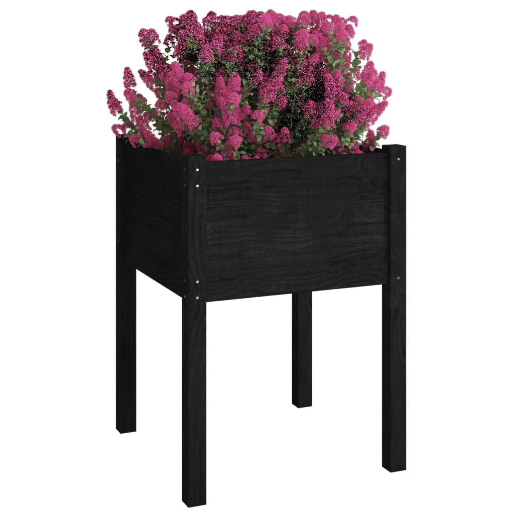 Plantenbakken 2 St 50X50X70 Cm Massief Grenenhout Zwart